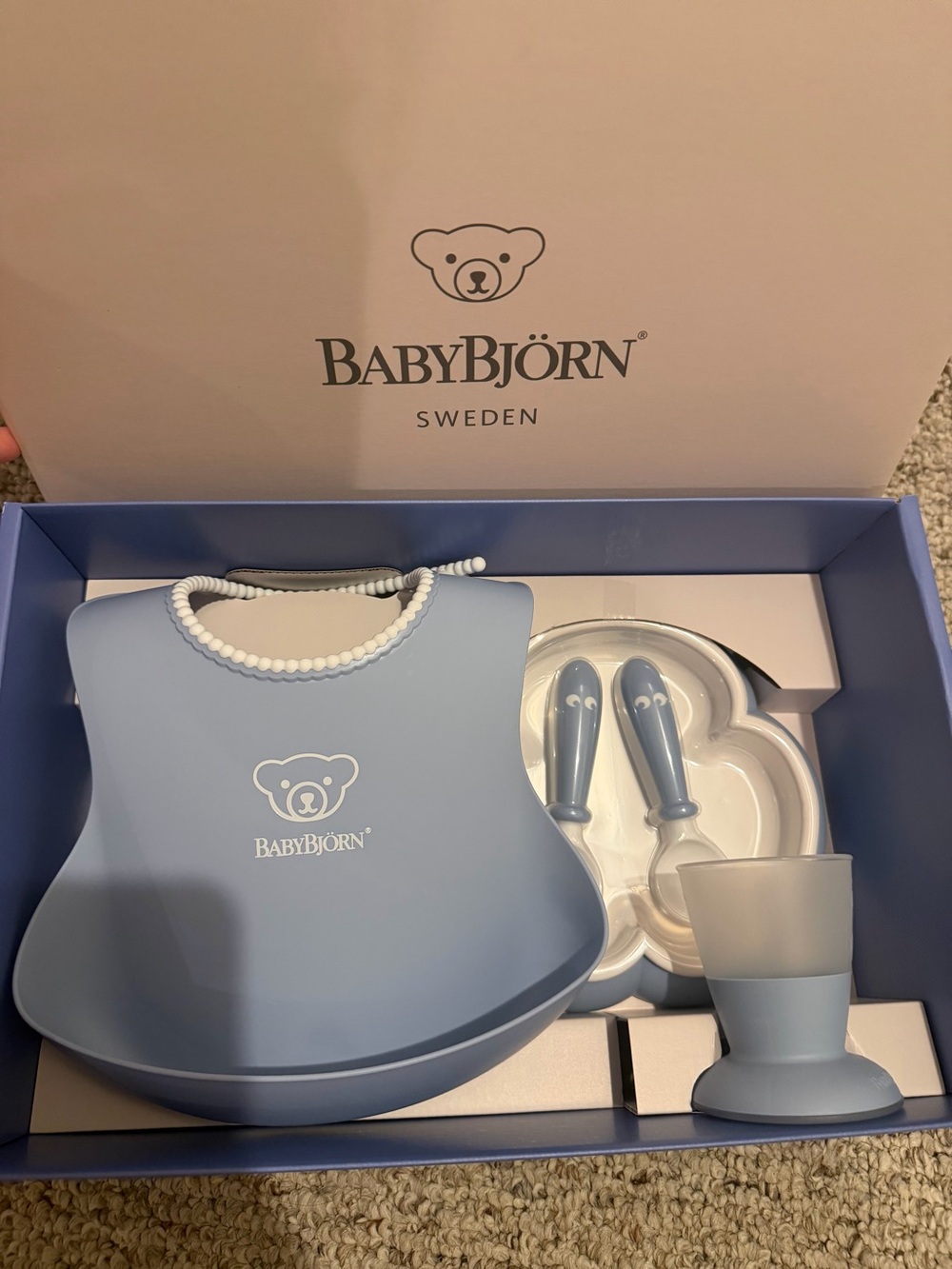 BabyBjörn Blue Silicone Bib & Feeding Set for Kids